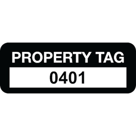 Lustre-Cal Property ID Label PROPERTY TAG Polyester Black 2in x 0.75in  Serialized 0401-0500, 100PK 253744Pe1K0401